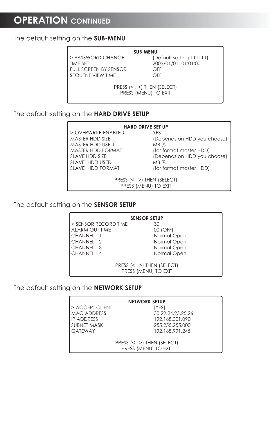 Operation, Continued | SVAT Electronics CVDVR200 User Manual | Page 6 / 16