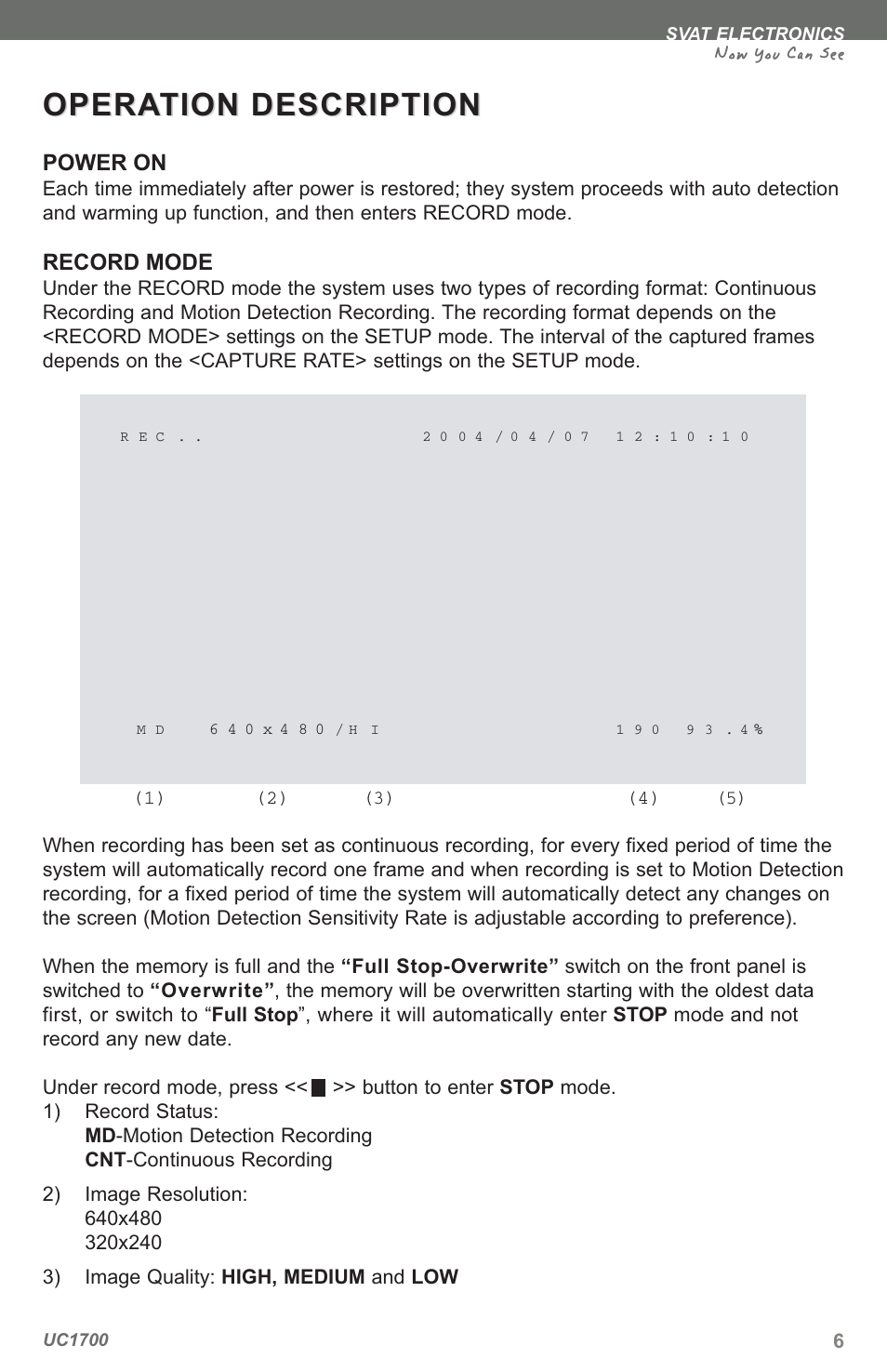 Opera, Opera tion tion description description, Now you can see | SVAT Electronics UC1700 User Manual | Page 9 / 20