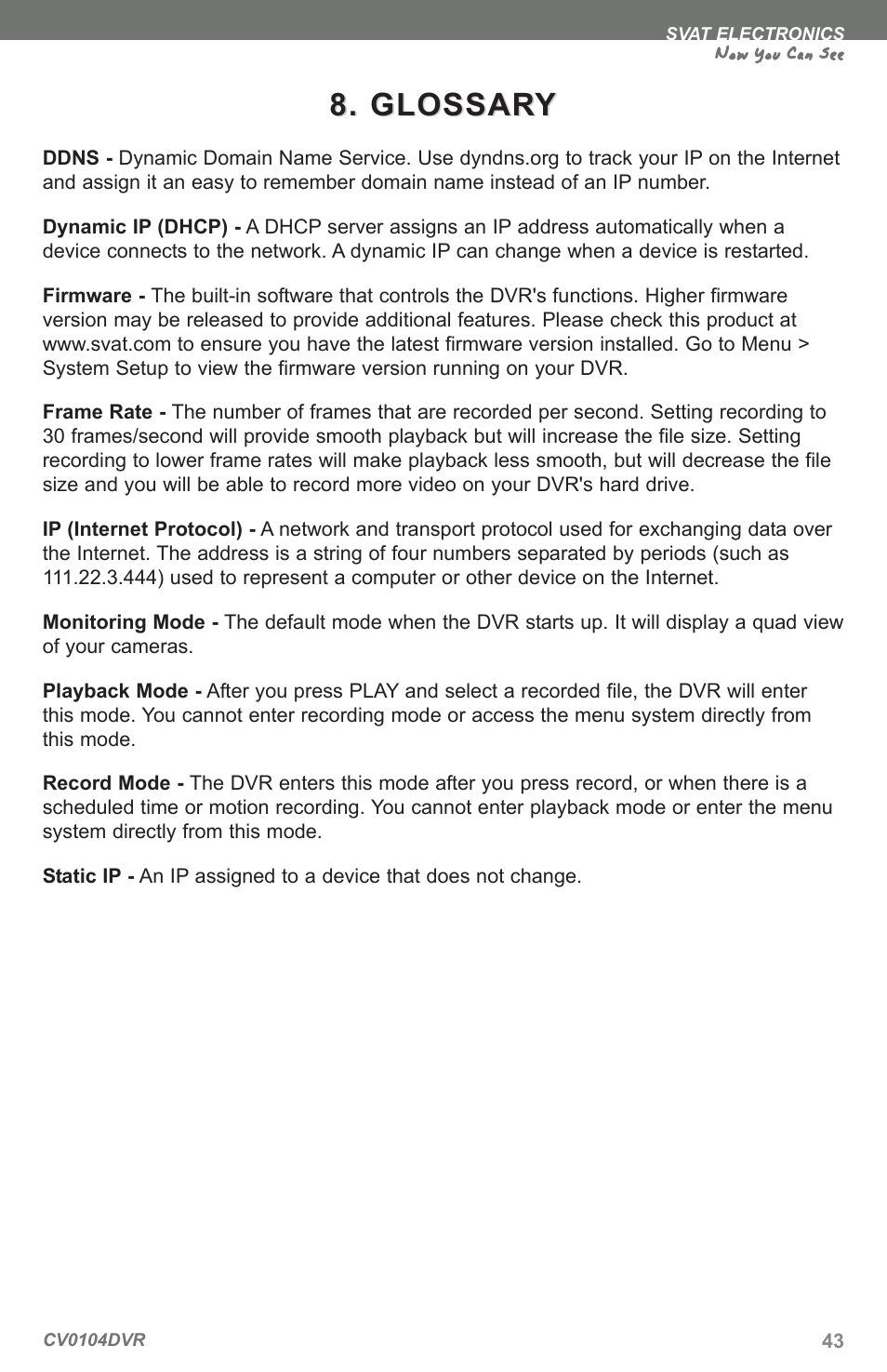 Glossar, Glossar y y, Now you can see | SVAT Electronics CV0104DVR User Manual | Page 46 / 60