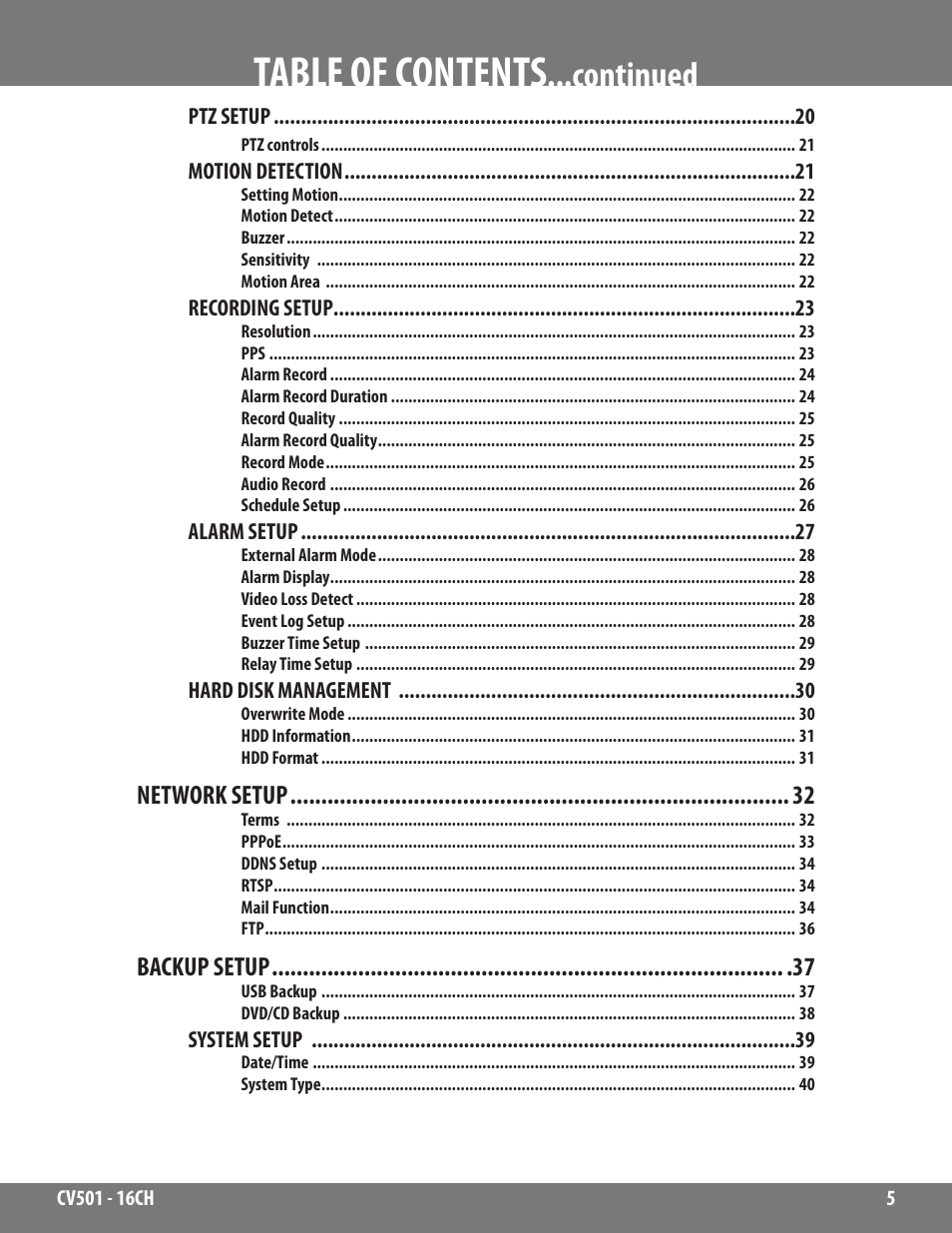 SVAT Electronics CV501 - 16CH User Manual | Page 5 / 78