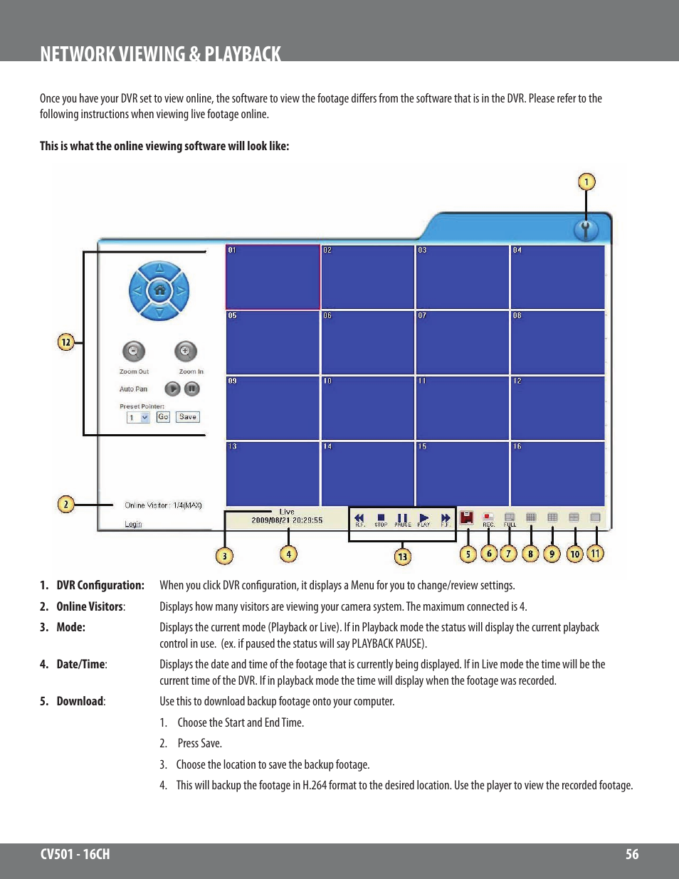 Network viewing & playback | SVAT Electronics CV501 - 16CH User Manual | Page 56 / 78