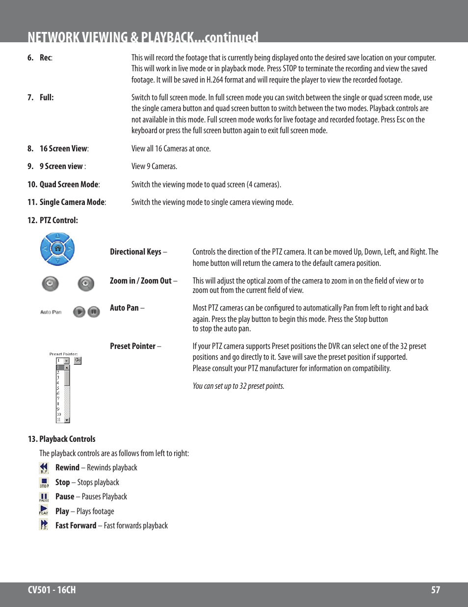Network viewing & playback...continued | SVAT Electronics CV501 - 16CH User Manual | Page 57 / 78