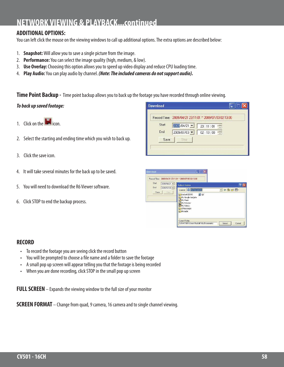 Network viewing & playback...continued | SVAT Electronics CV501 - 16CH User Manual | Page 58 / 78