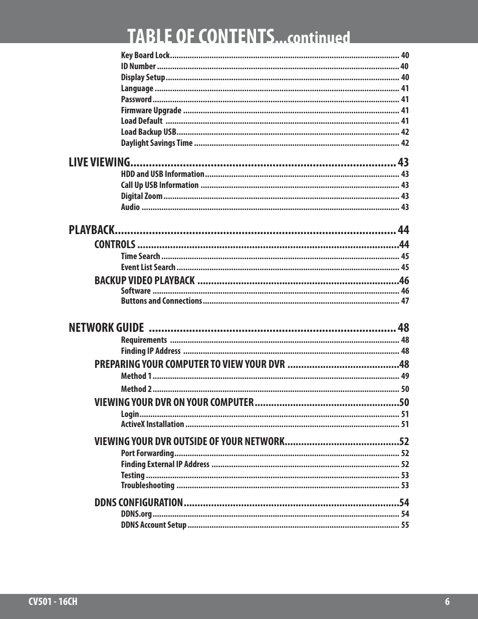 SVAT Electronics CV501 - 16CH User Manual | Page 6 / 78