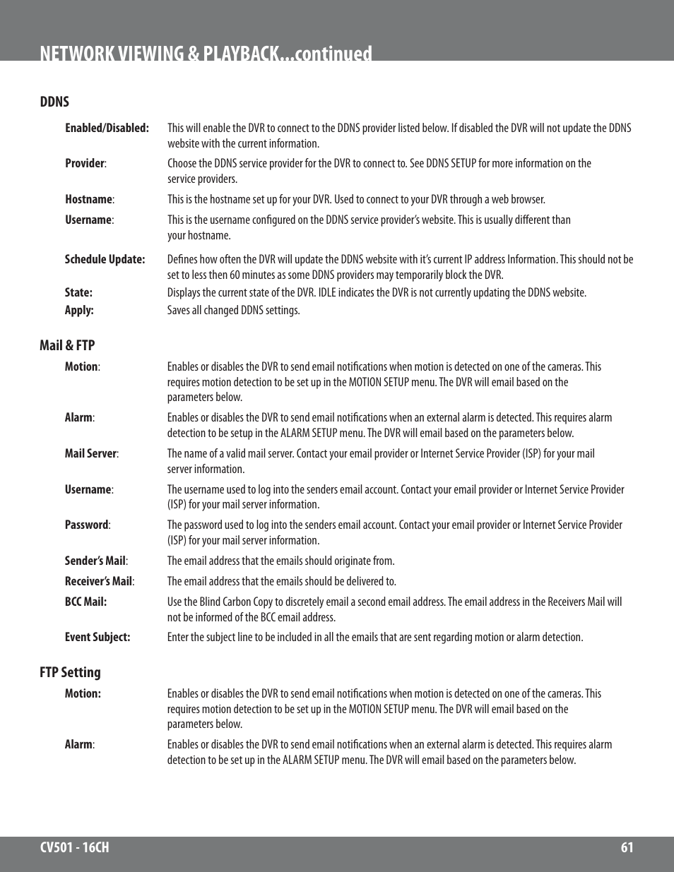 Network viewing & playback...continued | SVAT Electronics CV501 - 16CH User Manual | Page 61 / 78