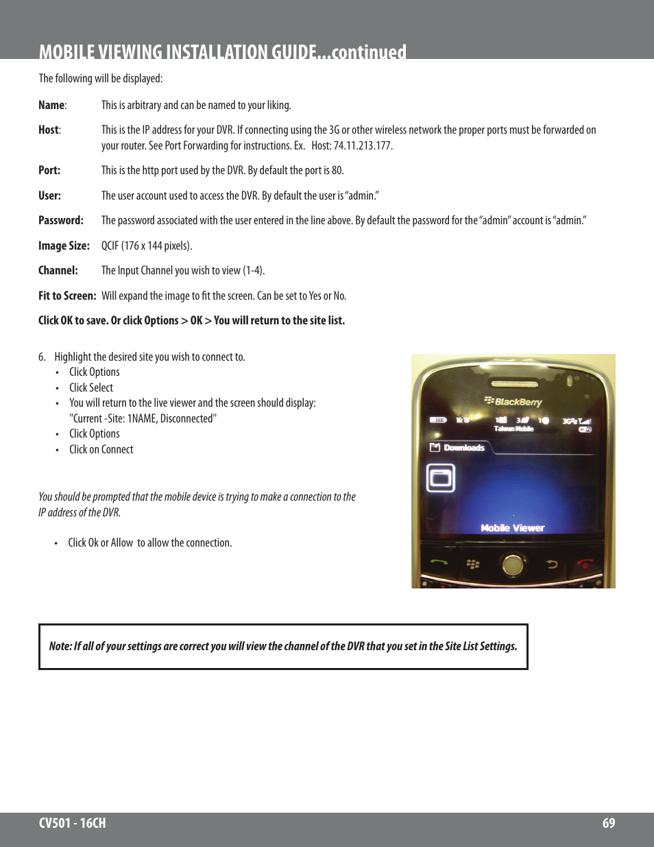 Mobile viewing installation guide...continued | SVAT Electronics CV501 - 16CH User Manual | Page 69 / 78