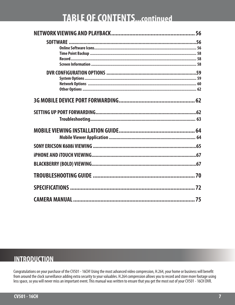 SVAT Electronics CV501 - 16CH User Manual | Page 7 / 78