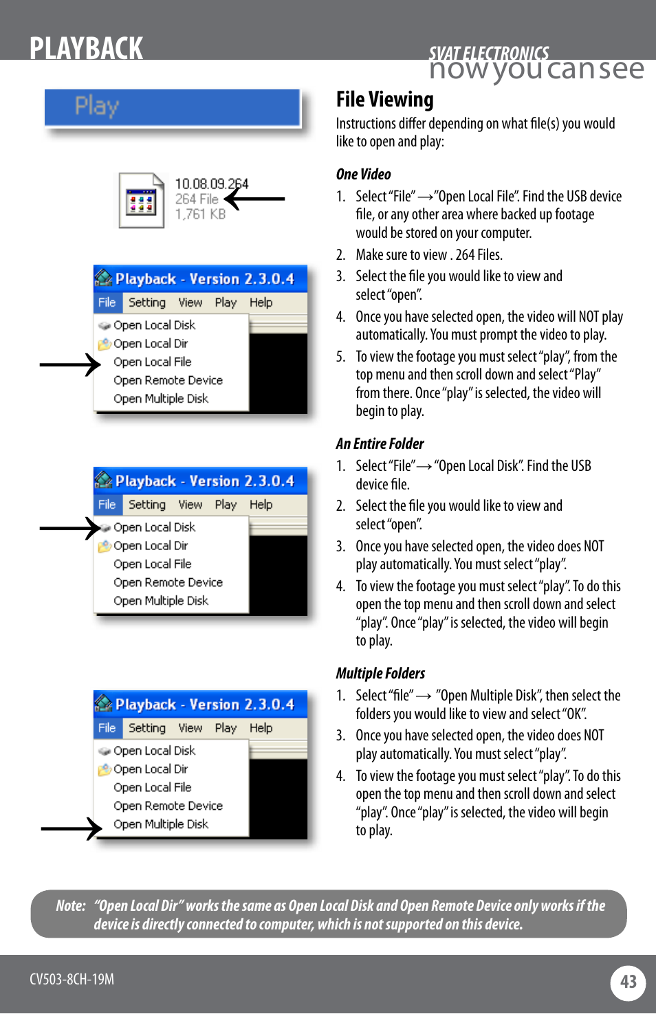 Now you can see, Playback | SVAT Electronics CV503-8CH User Manual | Page 46 / 91