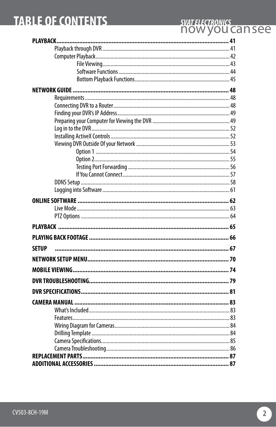 Now you can see table of contents | SVAT Electronics CV503-8CH User Manual | Page 5 / 91