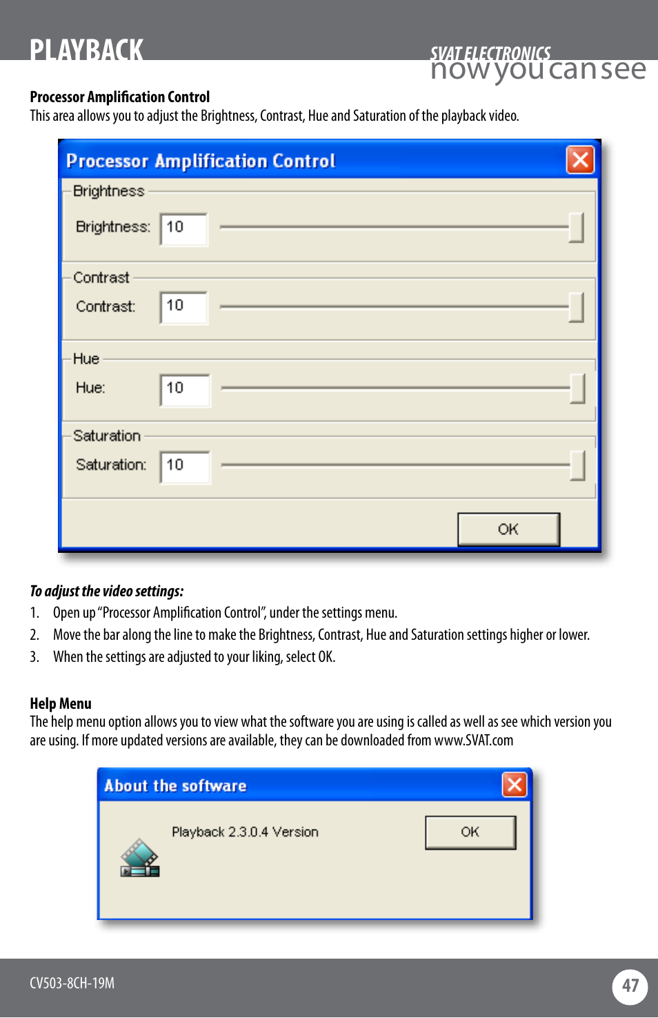 Now you can see, Playback | SVAT Electronics CV503-8CH User Manual | Page 50 / 91