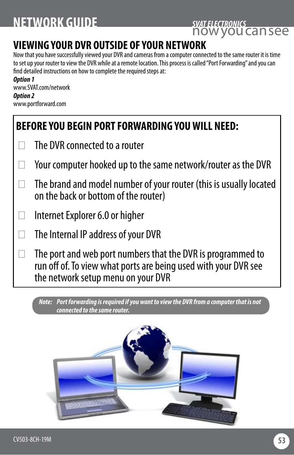 Now you can see, Network guide, Viewing your dvr outside of your network | SVAT Electronics CV503-8CH User Manual | Page 56 / 91