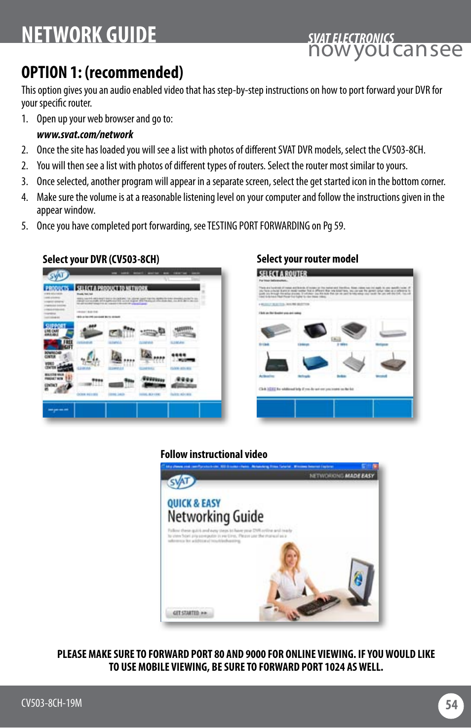 Now you can see network guide, Option 1: (recommended) | SVAT Electronics CV503-8CH User Manual | Page 57 / 91