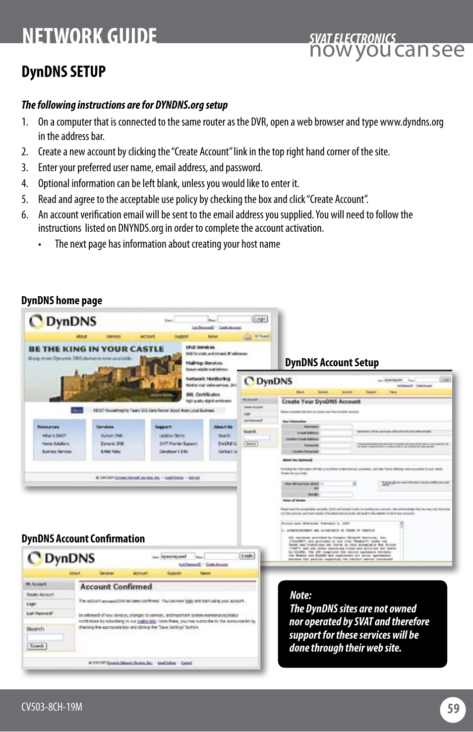 Now you can see, Network guide, Dyndns setup | SVAT Electronics CV503-8CH User Manual | Page 62 / 91