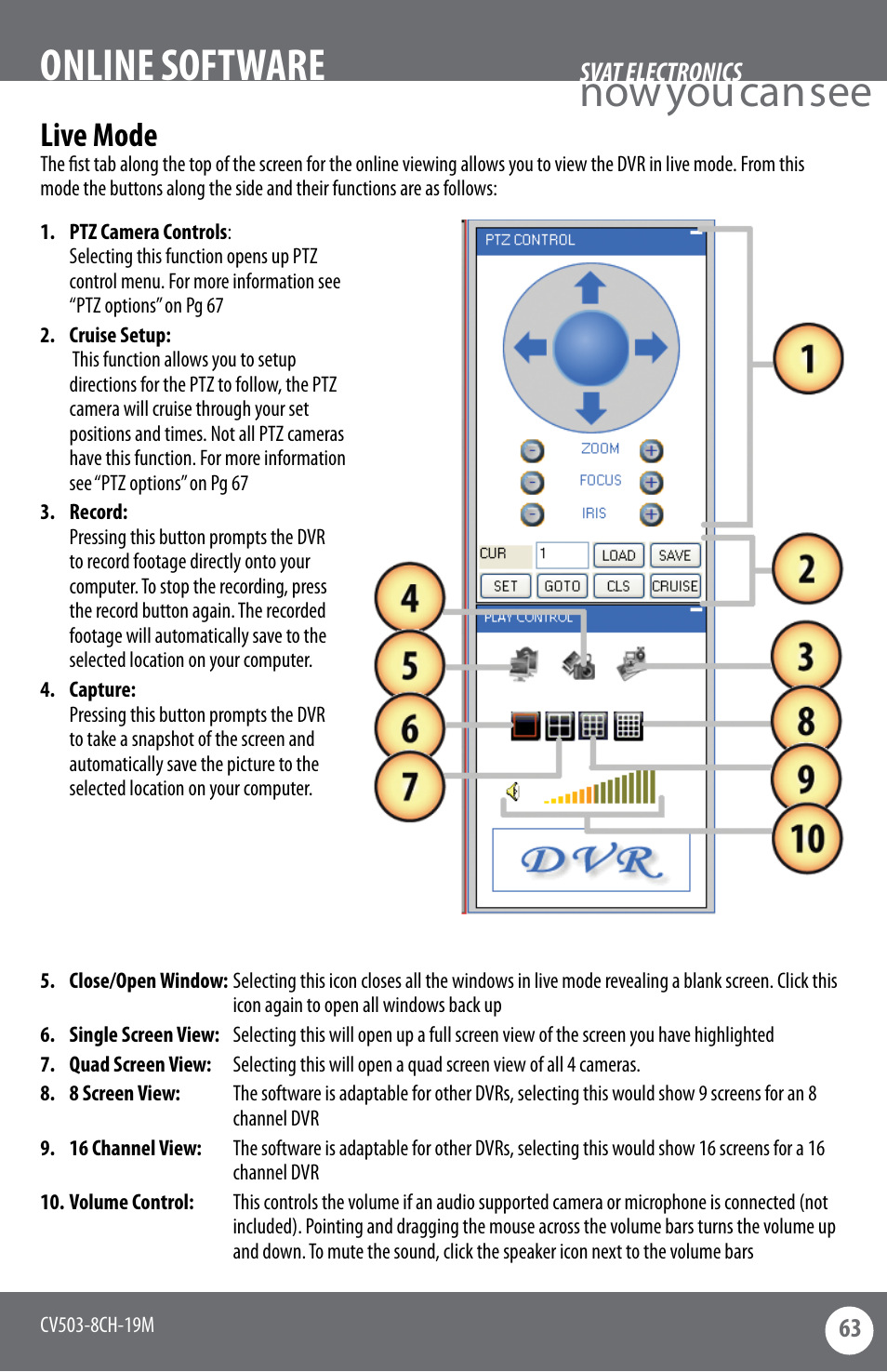 Now you can see online software, Live mode | SVAT Electronics CV503-8CH User Manual | Page 66 / 91
