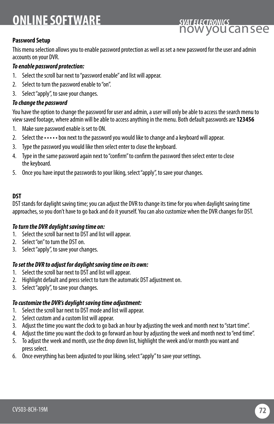 Now you can see, Online software | SVAT Electronics CV503-8CH User Manual | Page 75 / 91