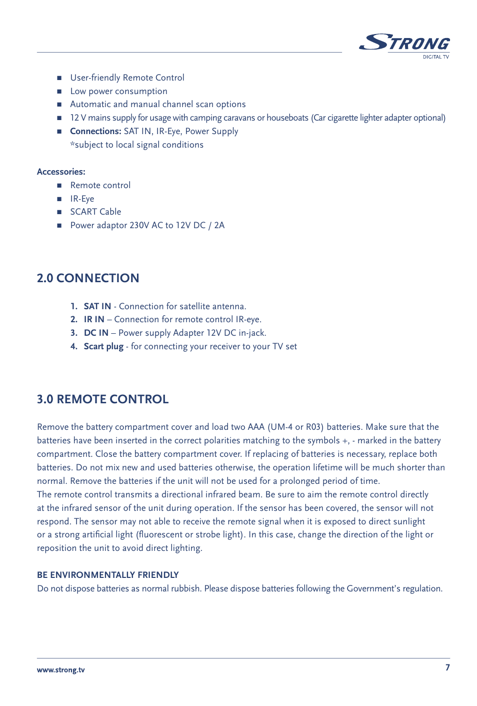 0 connection, 0 remote control | Strong Enterprises SRT 60 User Manual | Page 10 / 21