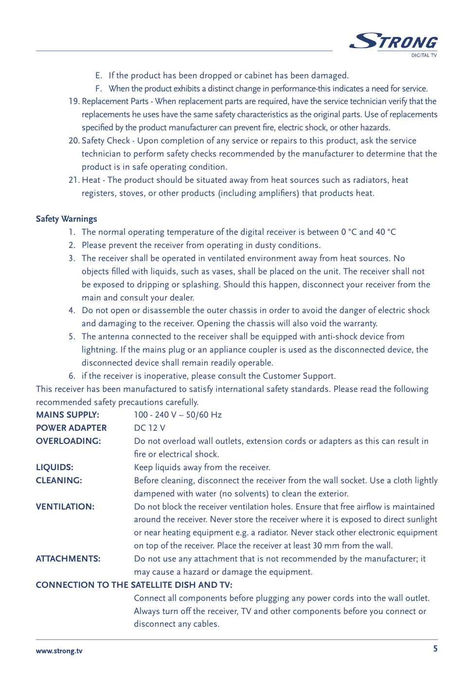 Strong Enterprises SRT 60 User Manual | Page 8 / 21
