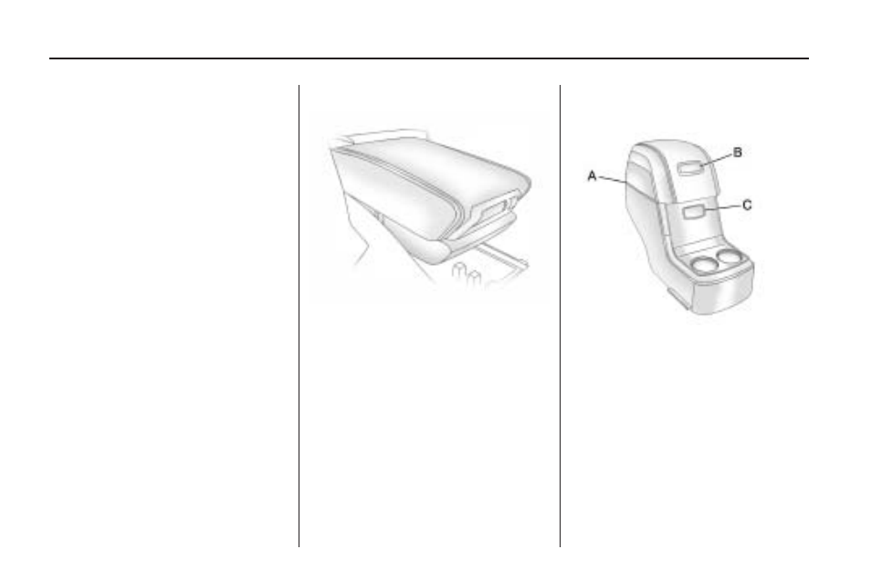 Storage areas, Glove box, Cupholders | Instrument panel storage, Center console storage, Second row center console, Console -50 | Saturn 2009 OUTLOOK User Manual | Page 116 / 432