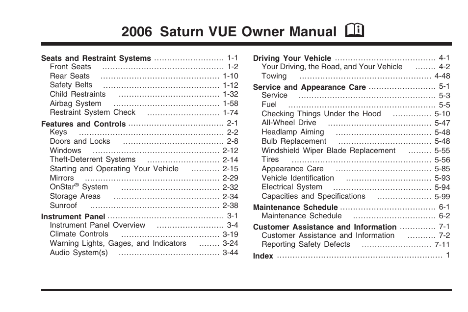 Saturn 2006 Vue User Manual | 412 pages