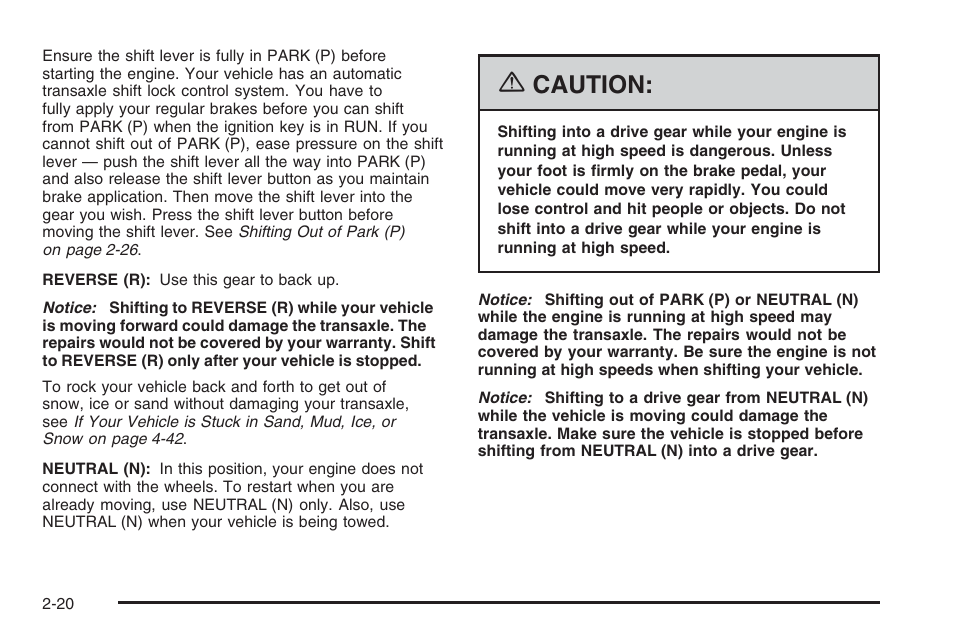 Caution | Saturn 2006 Vue User Manual | Page 102 / 412