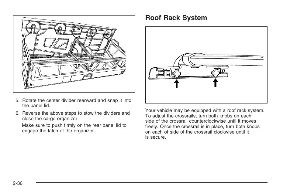 Roof rack system, Roof rack system -36 | Saturn 2006 Vue User Manual | Page 118 / 412