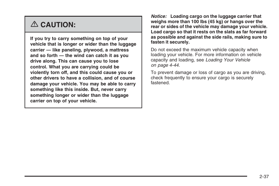 Caution | Saturn 2006 Vue User Manual | Page 119 / 412