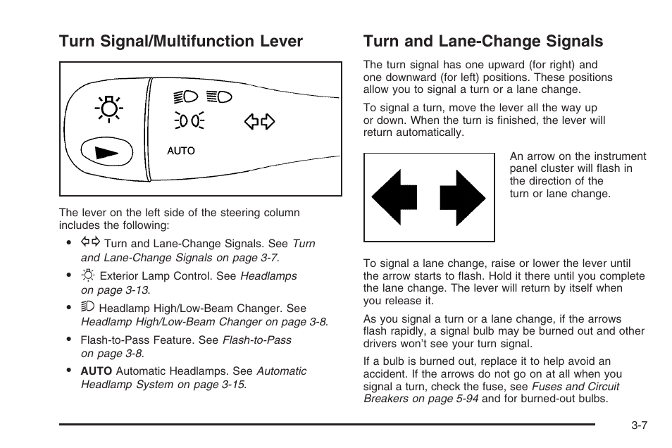 Turn signal/multifunction lever, Turn and lane-change signals, Turn | Signal/multifunction lever | Saturn 2006 Vue User Manual | Page 127 / 412