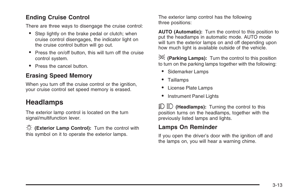 Headlamps, Headlamps -13 | Saturn 2006 Vue User Manual | Page 133 / 412