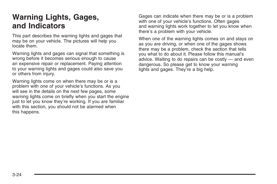 Warning lights, gages, and indicators, Warning lights, gages, and indicators -24 | Saturn 2006 Vue User Manual | Page 144 / 412