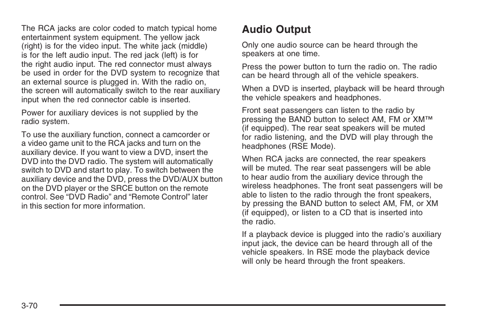 Audio output | Saturn 2006 Vue User Manual | Page 190 / 412