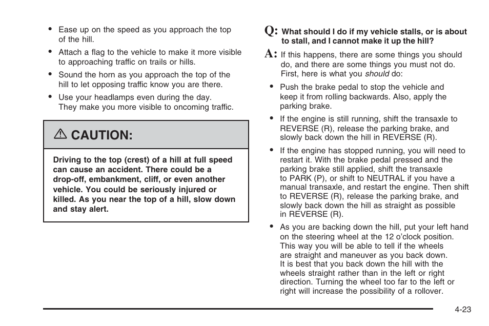 Caution | Saturn 2006 Vue User Manual | Page 225 / 412