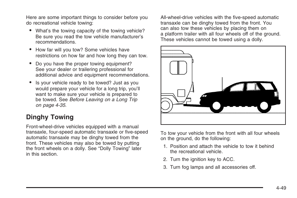 Dinghy towing | Saturn 2006 Vue User Manual | Page 251 / 412