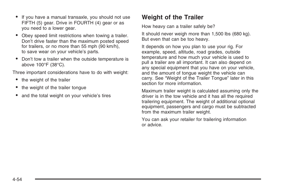 Weight of the trailer | Saturn 2006 Vue User Manual | Page 256 / 412