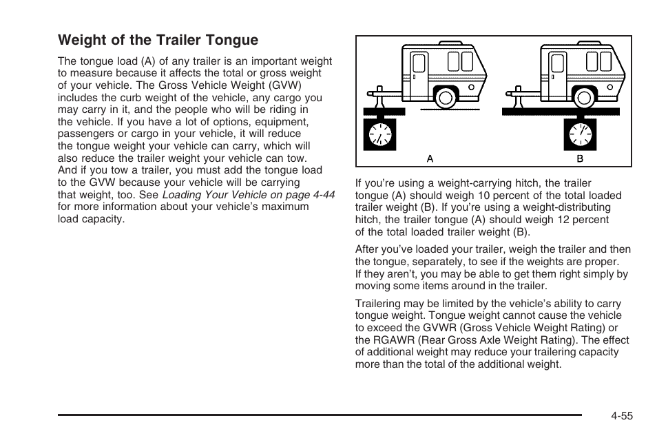 Weight of the trailer tongue | Saturn 2006 Vue User Manual | Page 257 / 412