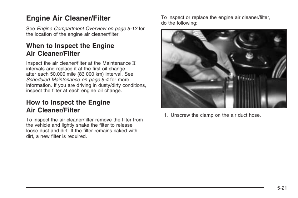 Engine air cleaner/filter, Engine air cleaner/filter -21, Engine air | Cleaner/filter, Engine, Air cleaner/filter | Saturn 2006 Vue User Manual | Page 285 / 412