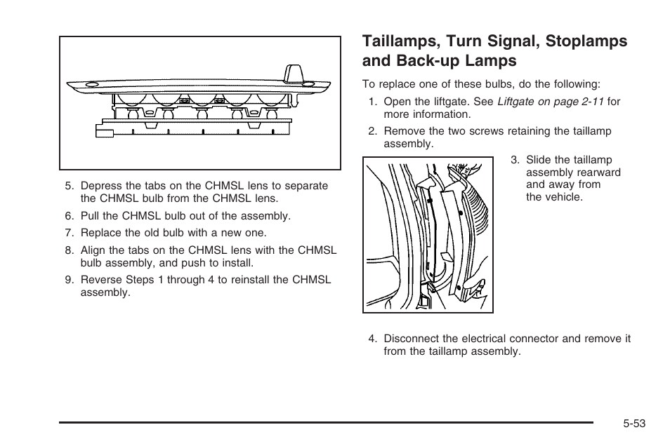 Taillamps, turn signal, stoplamps and, Back-up lamps -53 | Saturn 2006 Vue User Manual | Page 317 / 412