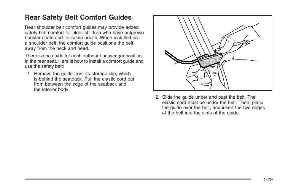 Rear safety belt comfort guides, Rear safety belt comfort guides -29 | Saturn 2006 Vue User Manual | Page 35 / 412