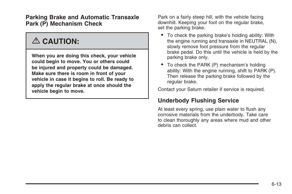 Caution | Saturn 2006 Vue User Manual | Page 377 / 412