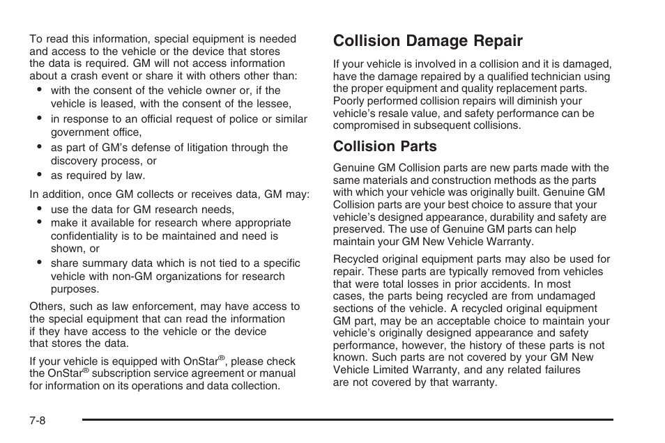 Collision damage repair, Collision damage repair -8, Collision parts | Saturn 2006 Vue User Manual | Page 392 / 412