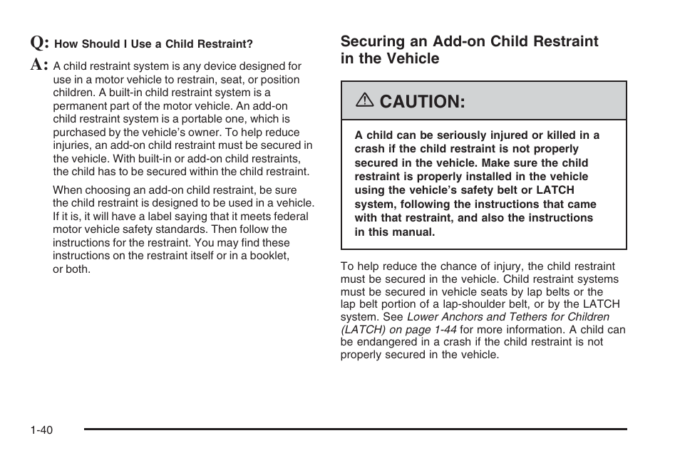 Caution | Saturn 2006 Vue User Manual | Page 46 / 412