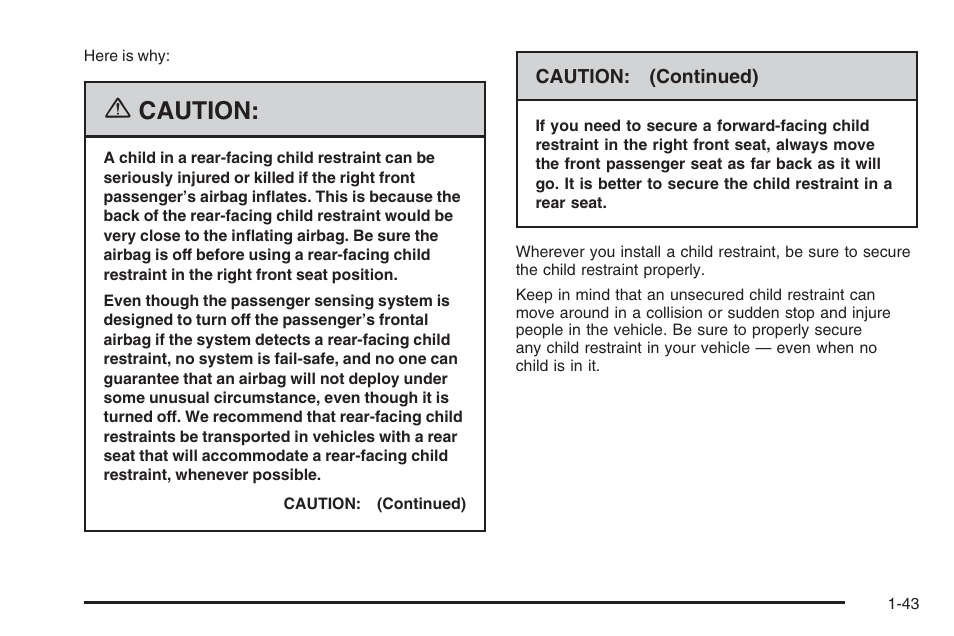 Caution | Saturn 2006 Vue User Manual | Page 49 / 412