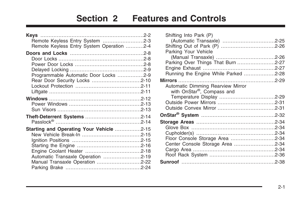 Features and controls, Features and controls -1 | Saturn 2006 Vue User Manual | Page 83 / 412