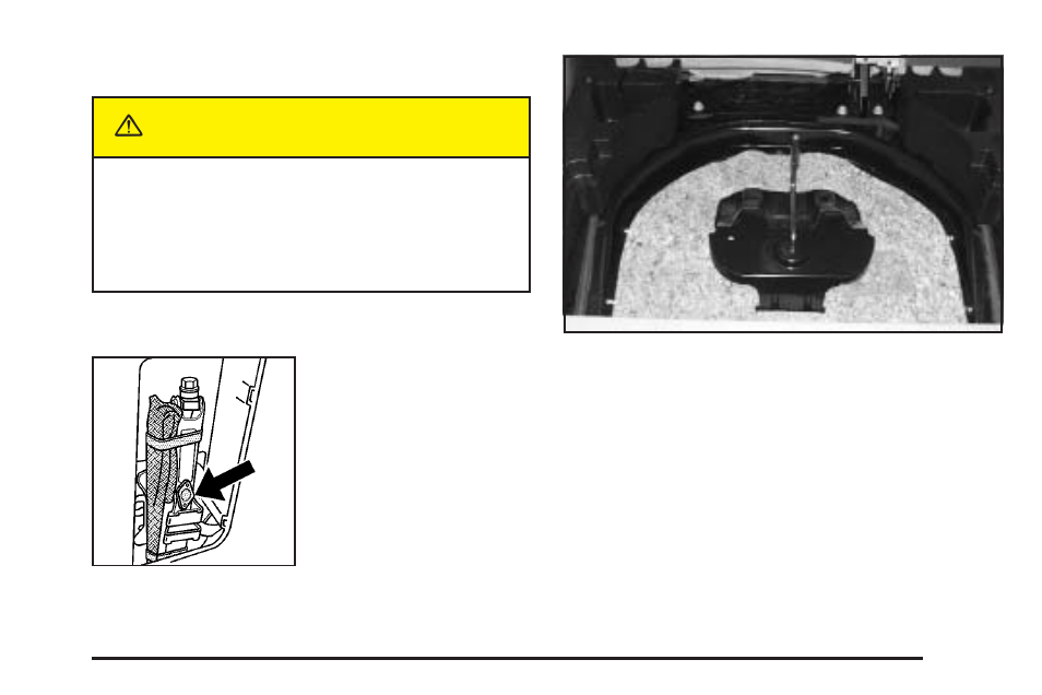 Caution, Storing a flat or spare tire and tools | Saturn 2004 Vue User Manual | Page 329 / 392