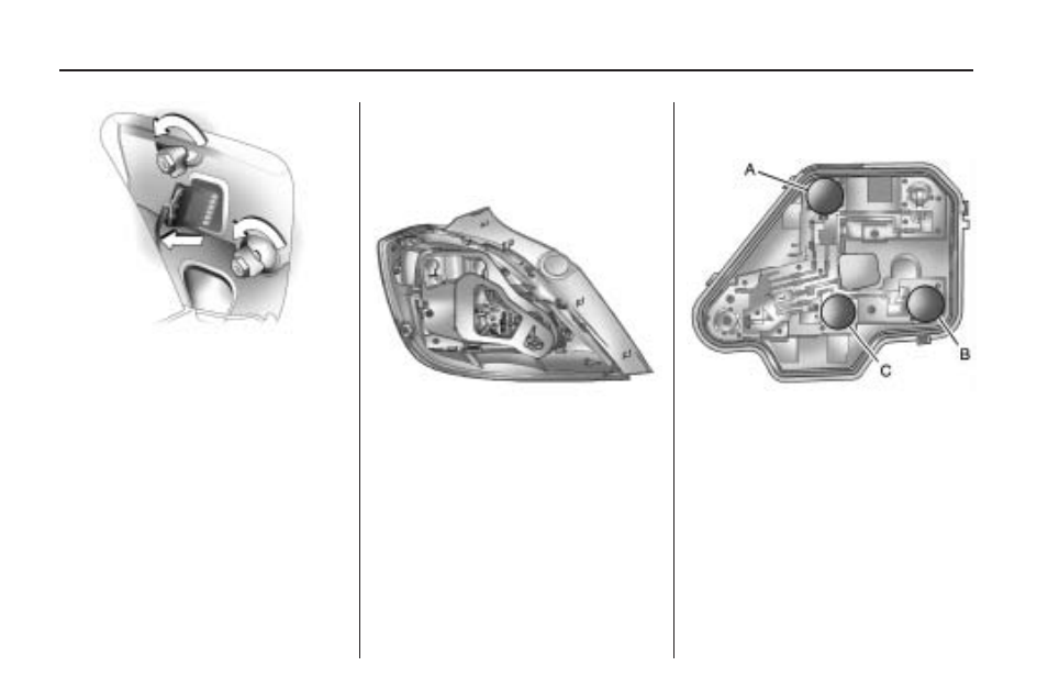 Taillamps (three-door hatchback), Taillamps, Three-door hatchback) | 30 vehicle service and care | Saturn 2008 Astra User Manual | Page 220 / 304