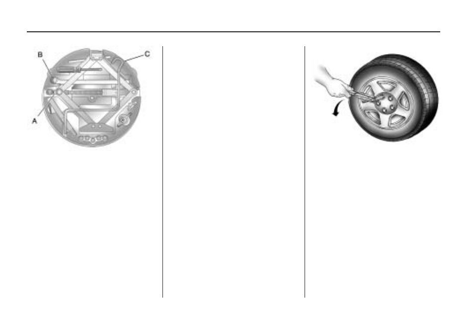 Removing the flat tire, And installing the spare tire | Saturn 2008 Astra User Manual | Page 252 / 304