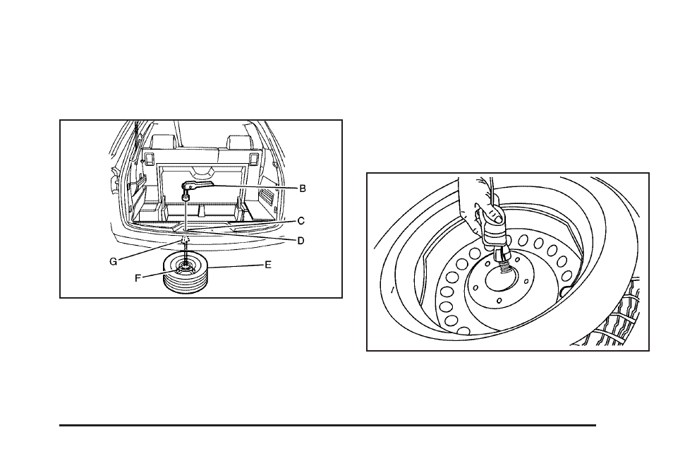 Removing the spare tire | Saturn 2007 Outlook User Manual | Page 449 / 538