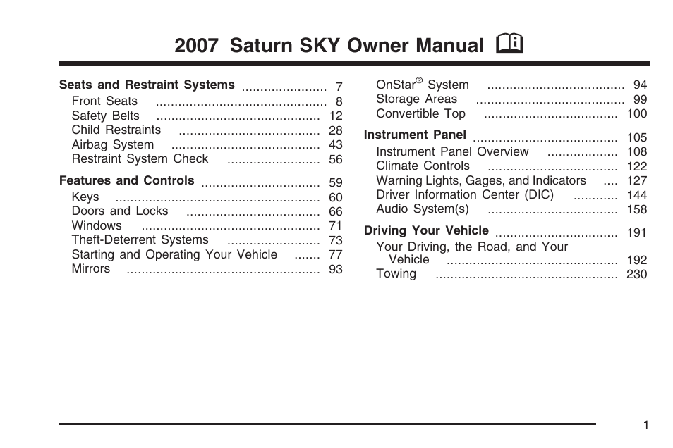 Saturn 2007 Sky User Manual | 384 pages