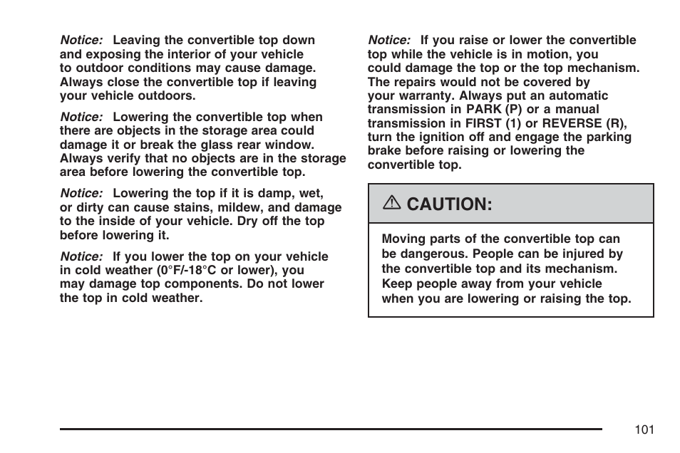 Caution | Saturn 2007 Sky User Manual | Page 101 / 384