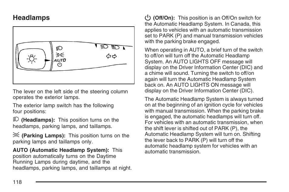 Headlamps | Saturn 2007 Sky User Manual | Page 118 / 384