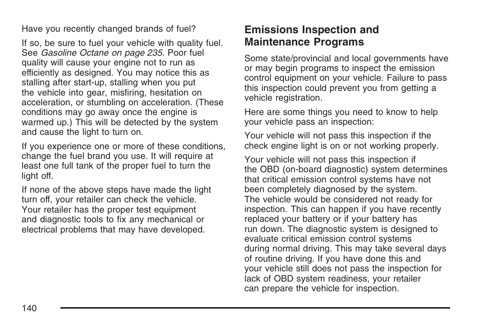 Emissions inspection and maintenance programs | Saturn 2007 Sky User Manual | Page 140 / 384